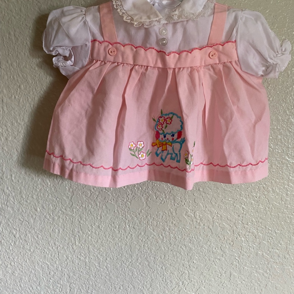 Cotton Candy VINTAGE Pink and White Baby Dress